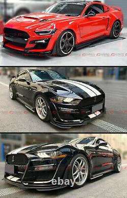 For 2015-2020 Ford Mustang GT500 Style Texture Blk Side Skirt Extension Splitter