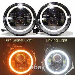 For Hummer H1 H2 H3 H3T 7LED Halo Angel Eye Headlight H4-H13 DRL H/Lo Beam Lamp