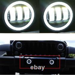For Jeep Wrangler Liberty 7''LED Halo Headlights+4''LED Fog Light Combo Kit US