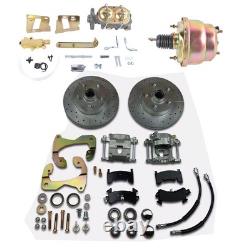 Front Power Disc Brake Conversion Kit Drilled Rotors Fits Chevrolet 1959-1964