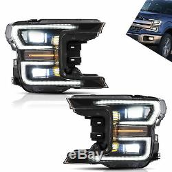 Headlight Assembly Fit for Ford F-150 2018 2019 LED Sequential Turn Signal Lamp
