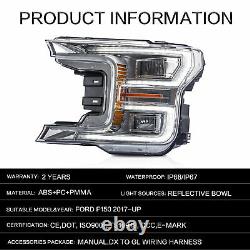 Headlight Fit Ford F150 2018 2019 2020 LED Turn Signal Lamp Sliver Projector