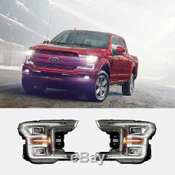 LED DRL Headlights Fit for 2018-2020 Ford F-150 Projector Front Lamp Left+Right