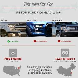 LED DRL Headlights Fit for 2018-2020 Ford F-150 Projector Front Lamp Left+Right