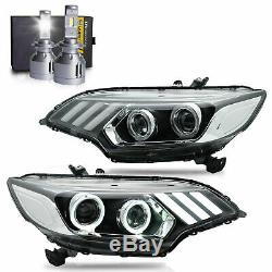 LED Headlights withDRL Sequential Turn Sig. +VLAND H7 LED Bulbs for 15-20 Honda Fit