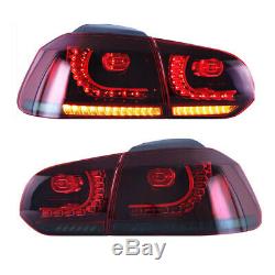 LED Red Tail Lights Fit For 2010-2014 VW Golf 6 MK6 GTI Sequential Indicator