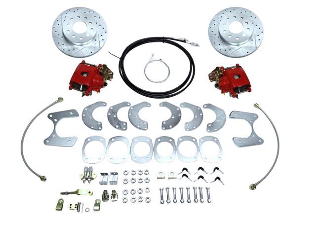 Universal Rear End Disc Brake Conversion Kit Red Fits Ford 9 Inch Slotted