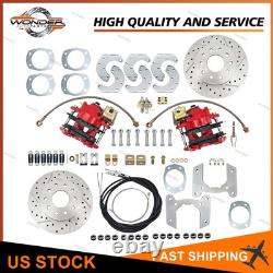 Universal Rear-End Disc Brake Conversion Kit Red Fits For Ford 9 Inch New