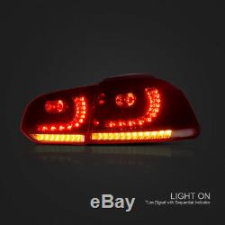 VLAND LED Red Clear Tail Lights Fit For 2010-2014 VW Golf6 MK6 Rear Tail Light