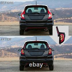 VLAND Modded BLACK CLEAR LED Taillights withLED LIGHTS for 15-19 Honda Fit
