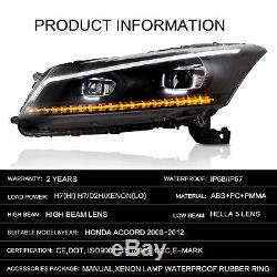 Vland Headlight Fit 2008-2012 Honda Accord Projector Demon Evil Eyes Plug & play
