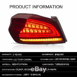 Vland Tail lights Assembly Fit 2015-2020 Subaru WRX / STI LED Signal Lamp Pair