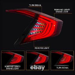 Vland Taillights Assembly Fit 2016-2019 Honda Civic Red Smoked Mounted Lens Lamp