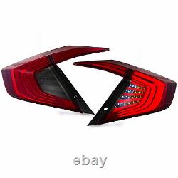 Vland Taillights Assembly Fit 2016-2019 Honda Civic Red Smoked Mounted Lens Lamp