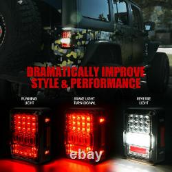 Xprite LED Brake Lights Rear Tail Lamp Smoke Lens for 07-18 Jeep Wrangler JK JKU
